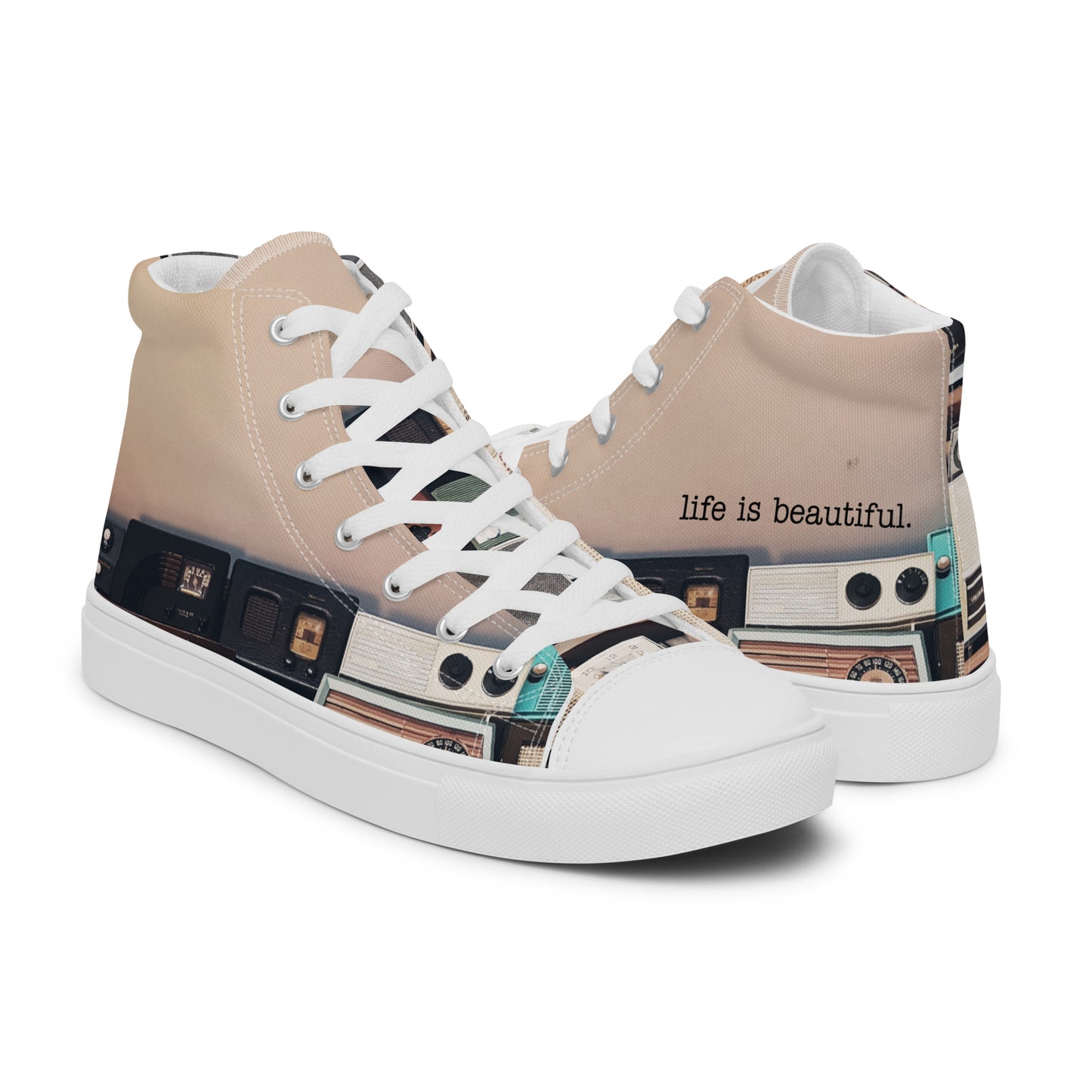 Nostalgic Radio Men’s high top canvas shoes