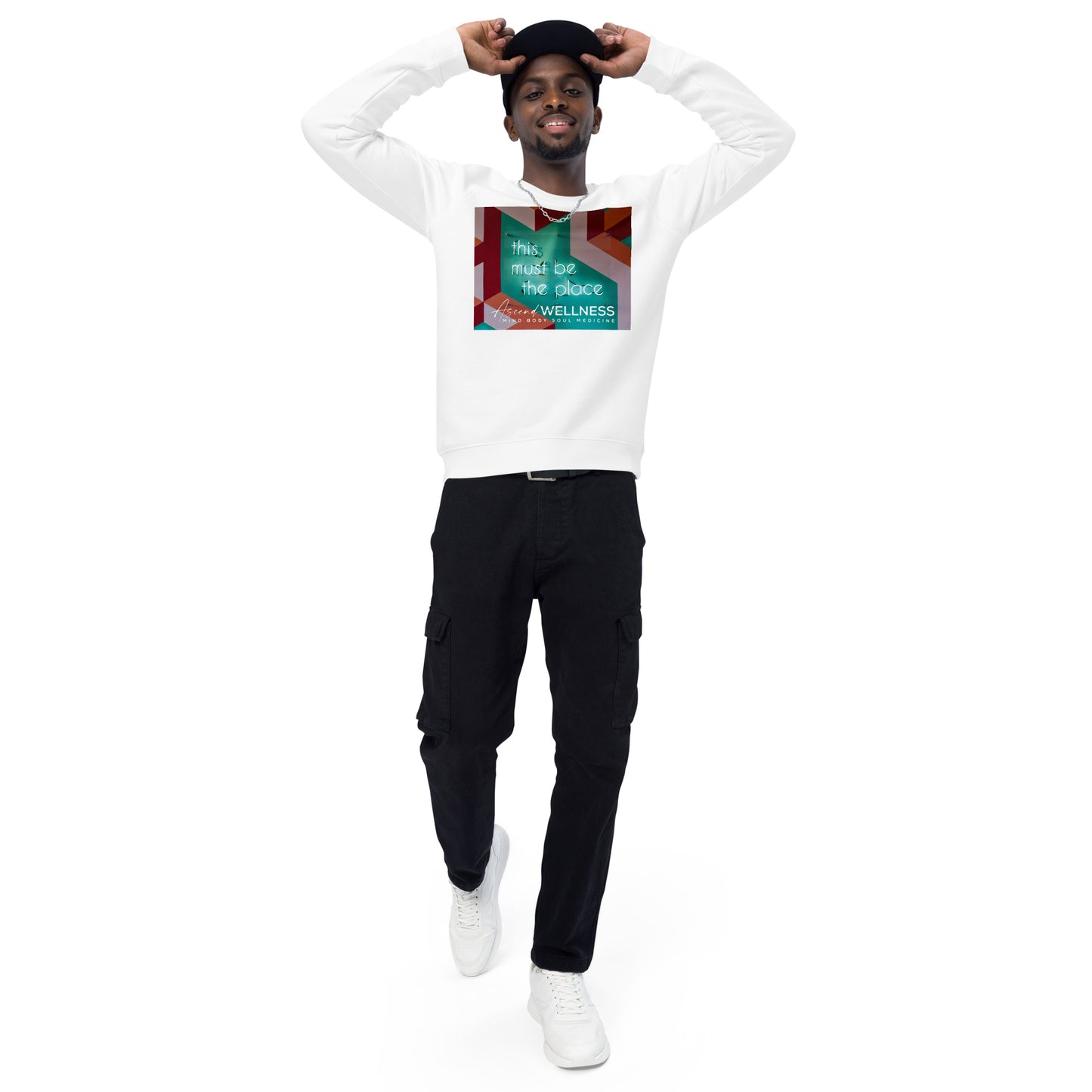 Must Be The Place Unisex organic raglan sweatshirt