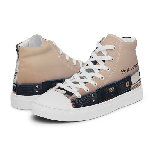 Nostalgic Radio Men’s high top canvas shoes