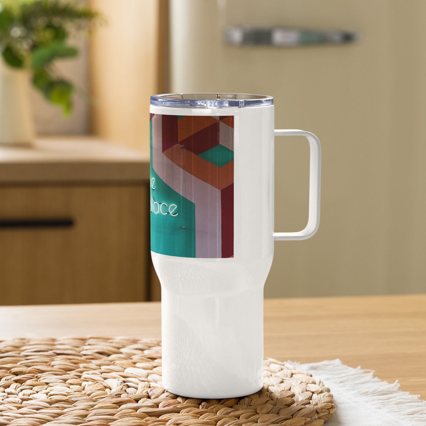 "This must be the place" Travel mug with a handle