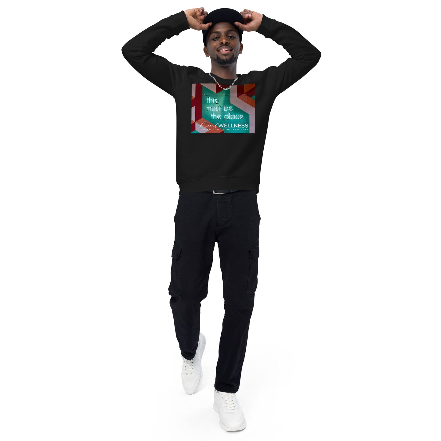 Must Be The Place Unisex organic raglan sweatshirt