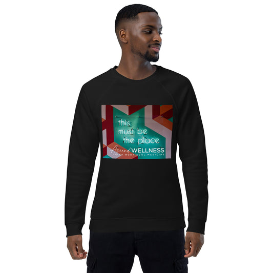 Must Be The Place Unisex organic raglan sweatshirt