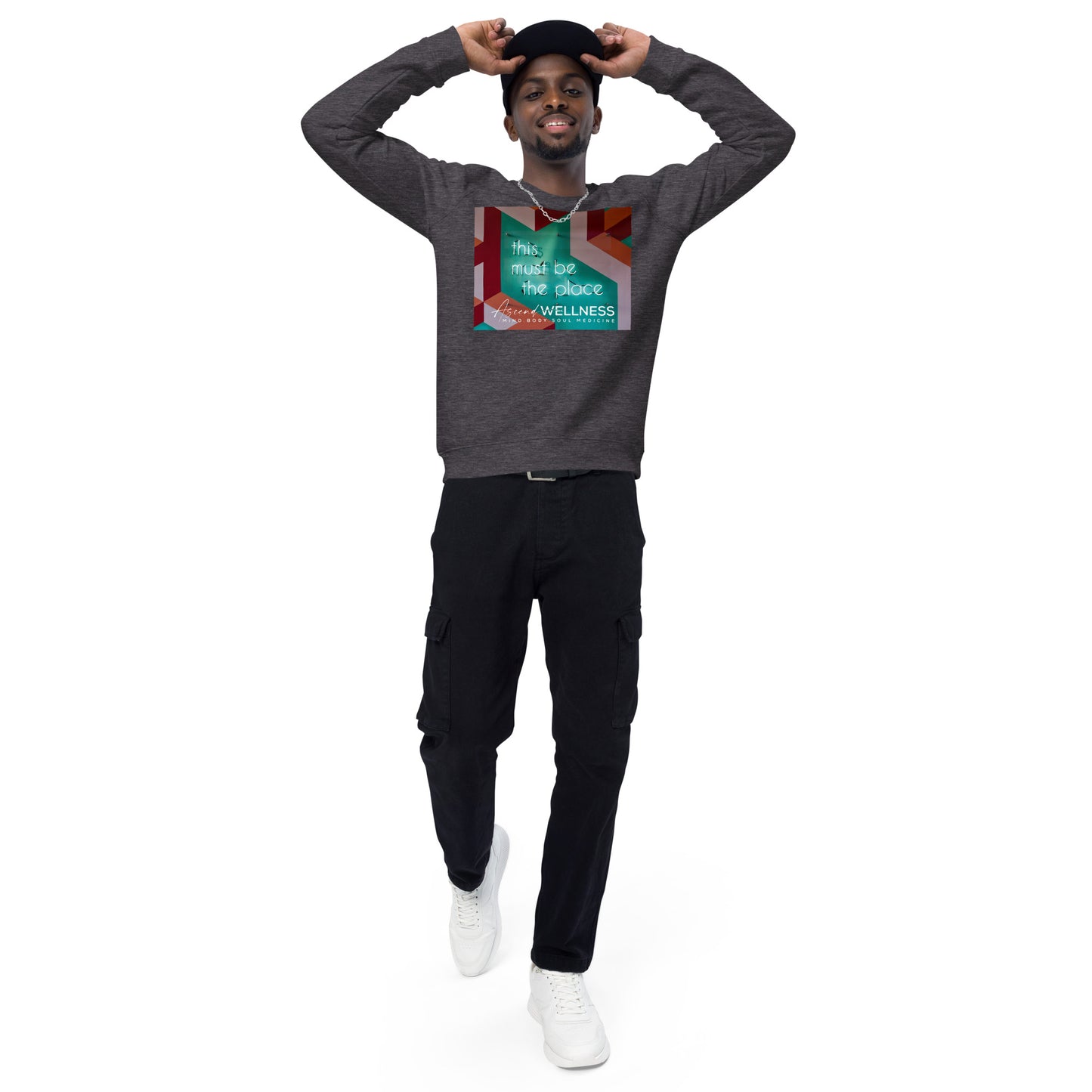 Must Be The Place Unisex organic raglan sweatshirt